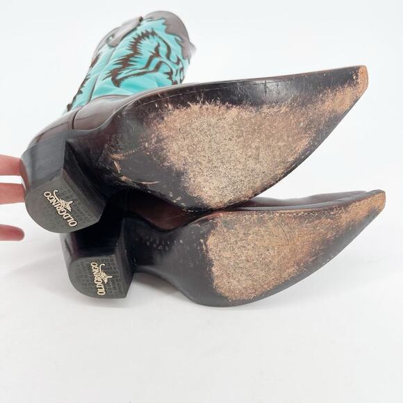 Old Gringo Brown Turquoise Eagle Elvis Patent Leather Western Cowgirl Boot sz 7 - Picture 10 of 11